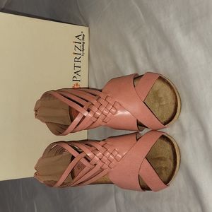 Brand New Patrizia Zarosi Coral Wedge Weaved Sandal Sz. 37 (6 1/2 -7)